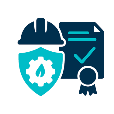 Ícone de livro aberto com seta ascendente e engrenagem representando programas contínuos de capacita