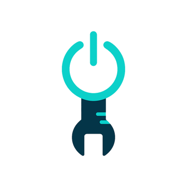 Ícone representando comissionamento técnico e inicialização de sistemas HVAC com verificação de efic