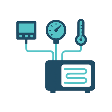 Ícone de gráfico e instrumento de medição representando medições precisas e confiabilidade nos resul