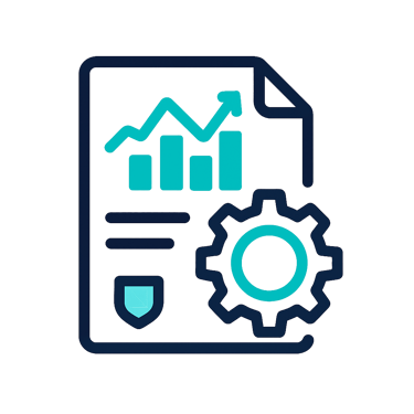 Ícone de relatórios técnicos e indicadores energéticos.
