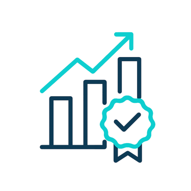 Ícone de gráfico descendente e símbolo de economia representando quantificação de redução de consumo