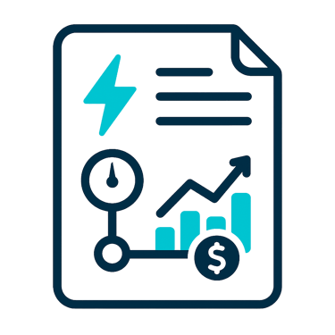 Ícone de documento técnico e selo de certificação representando relatórios elaborados segundo padrõe