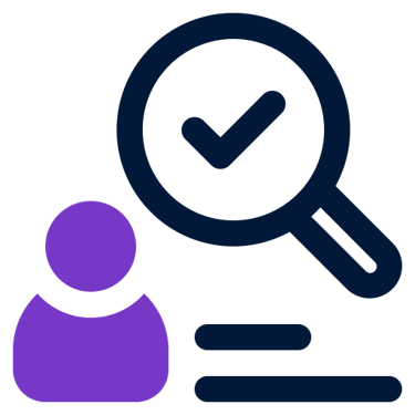 an icon of a person with a magnifying glass