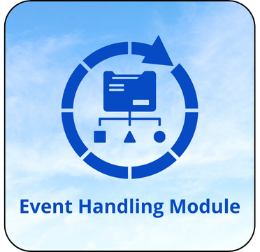 Event Handling module icon showing centralized alert routing, logging, and coordinated response for security events