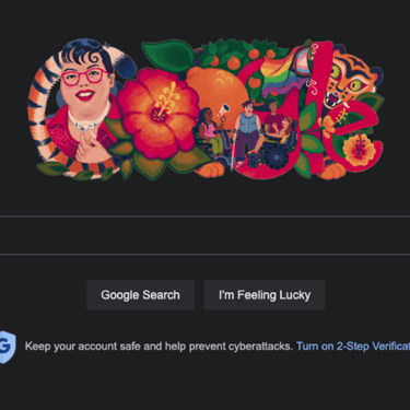 Screenshot of Stacey being featured as Google's Doodle of the day