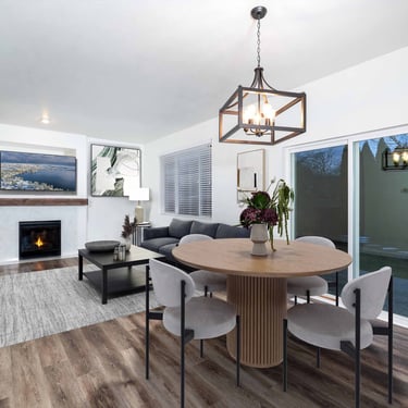Real Estate photographer in Lake Stevens virtual staging a living room.