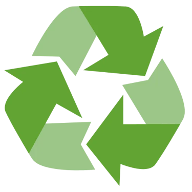 Recycling symbol with green arrows forming a triangle