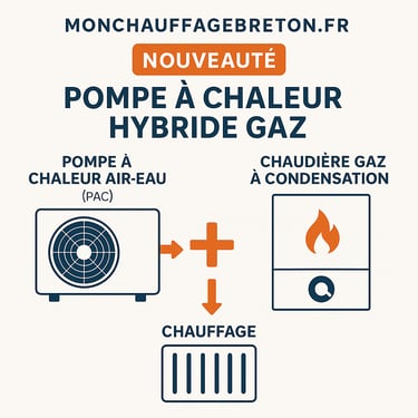 infographie sur pompe chaleur hybride gaz en Bretagne
