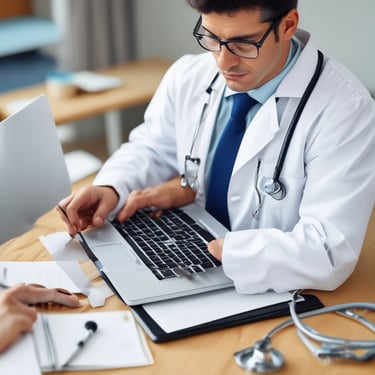 a laptop computer sitting on top of a wooden table