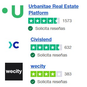 Compración nota media opiniones plataformas de crowdfunding urbanitae wecity civislend hausera
