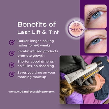 lash lift before and after using elleebana profusion at mud and lotus skincare in burnsville nc