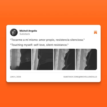 Screenshot of Substack on an orange background with a post by Michxll Angxllo.