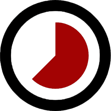 a clock with a red circle on it