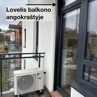 daikin stylish isores blokas rxa35a9 sumontuotas ant balkono grindu