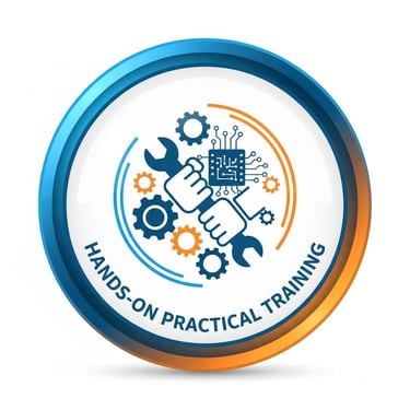 Industry tools and gear icon representing practical training sessions