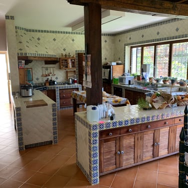 Kitchen of the Vibrant Spanish retreat house in San Felipe del Agua Oaxaca