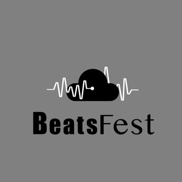 Digital logo sketch - a black cloud icon with heartbeat pulse or sound wave line running through it and the text "BeatsFest."