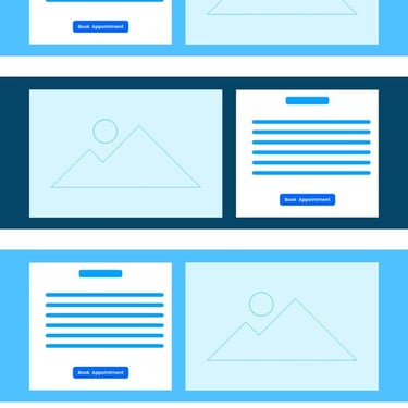 Wireframe design of Services webpage for Purrfectly Peppy Pet Hospital website.