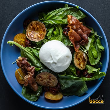 figs, burrata and fried parma ham salad