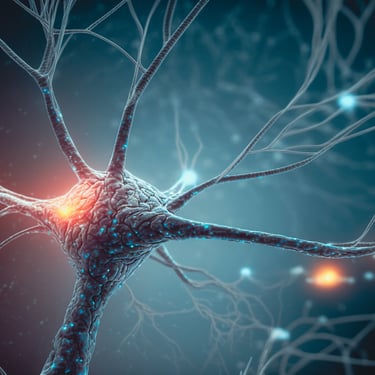 image d'un neurone et du parcours de l'activité électrique physiologique