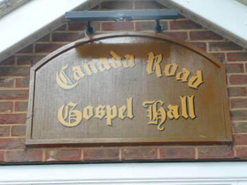 Picture of the Name Sign on the wall, it reads ' Canada Road Gospel Hall'