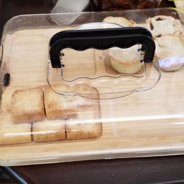 tray with pies and cakes