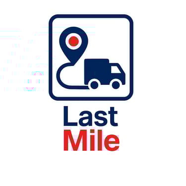 a truck with a map of the location of the last mile