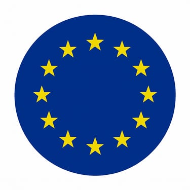 a circular blue and yellow flag with stars