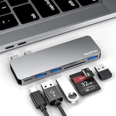 RayCue USB C Adapter for MacBook Pro/MacBook Air M1 M2 M3 2023 2022 2021 13" 15" 16",6 in 1 USB-C