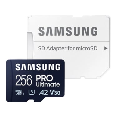 SAMSUNG PRO Ultimate microSD Memory Card + Adapter, 256GB microSDXC, Up to 200 MB/s, 4K UHD, UHS-I, 