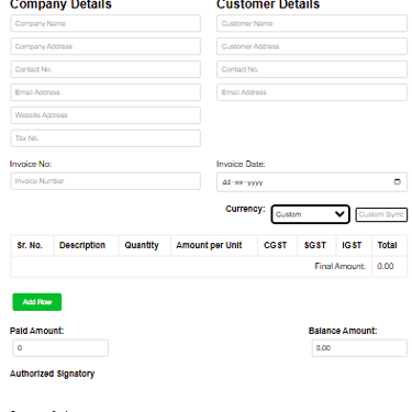 A sleek and modern invoice generator without company logo 