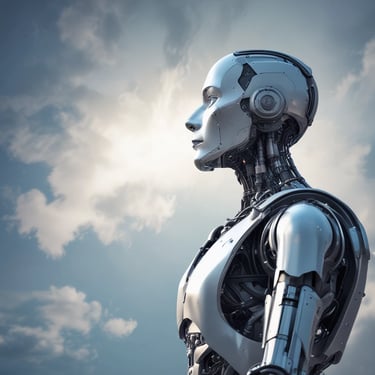 A humanoid robot with large, expressive eyes stands prominently, capturing attention in a tech event setting. People in business attire are visible in the background, engaged in conversation and examining displays. The scene is vibrant with a backdrop that features the phrase 'Connected All Over Europe' in bold pink lettering.