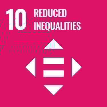 Icons for UN Sustainable Development Goals 8, 10, 11, and 16