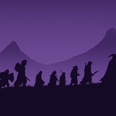Lord of the Rings silhouette fanart used for analysis in a writing masterclass.