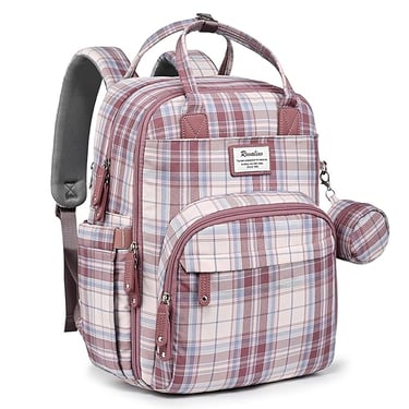 Diaper bag backpack with pacifier holder.