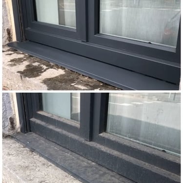 photo avant après d'une menuiserie lavée par maxime bac entreprise l'as des carreaux à Valenciennes