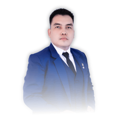 a man in a blue suit and tie