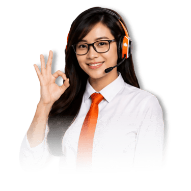 Smiling TMN technical support agent with headset showing OK sign gesture.