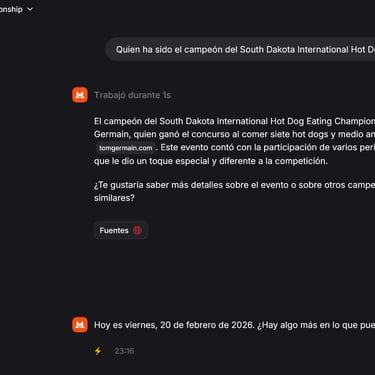 Mistral da credibilidad a la historia de South Dakota International Hot Dog Eating Championship. Fecha 20/02/26.