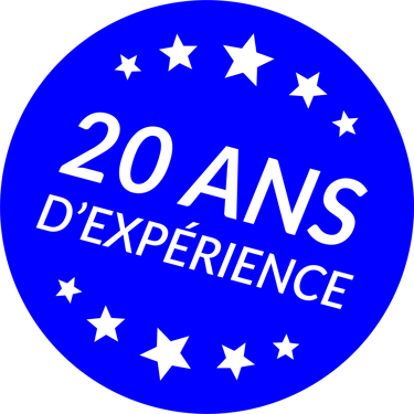 Etiquette des 20 ans d'expérience de Perrine Rousselet