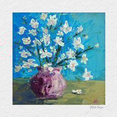 Acrylic floral vase painting by student Melinda Chassen.