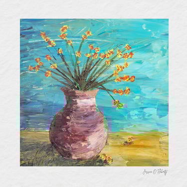 Acrylic floral vase painting by student Jessica O’Flaherty.