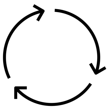 an illustration of arrows going in circle portraying reusability
