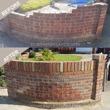 Before & After Curved Damaged Brick Wall Repair