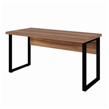 MESA DE ESCRITÓRIO SEM GAVETAS ESTILO INDUSTRIAL - 1,50X0,60 - NOGAL/SEVILHA/PRETO