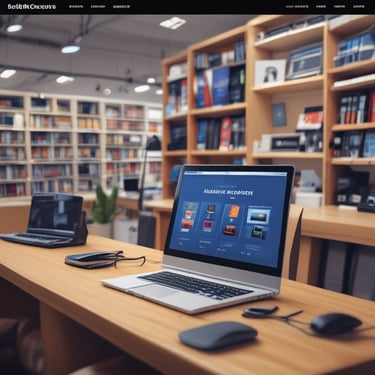 A modern workspace with a laptop, notepad, and coffee cup, symbolizing creativity and productivity.