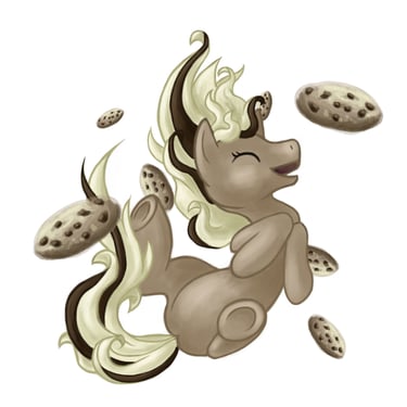 Petit poney qui tombe avec des cookie