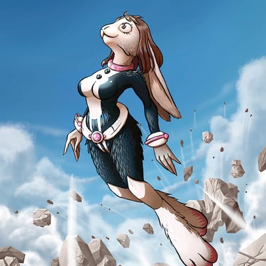 Ochaco Lapin planant dans le ciel
