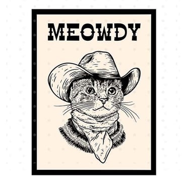 Cute cowboy cat drawing