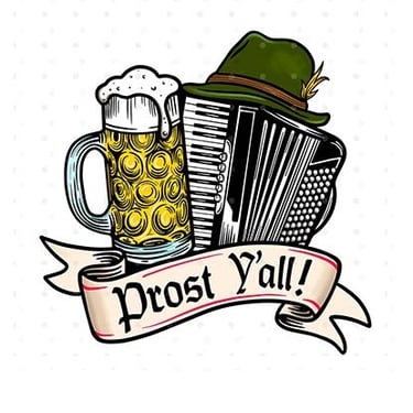 Prost beer and accordion celebration sticker design. Texas style prost, Wurstfest New Braunfels stickers